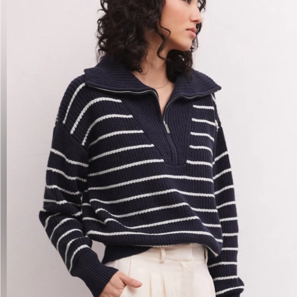 Z Supply Villa Half Zip Sweater Captain Navy Preowned